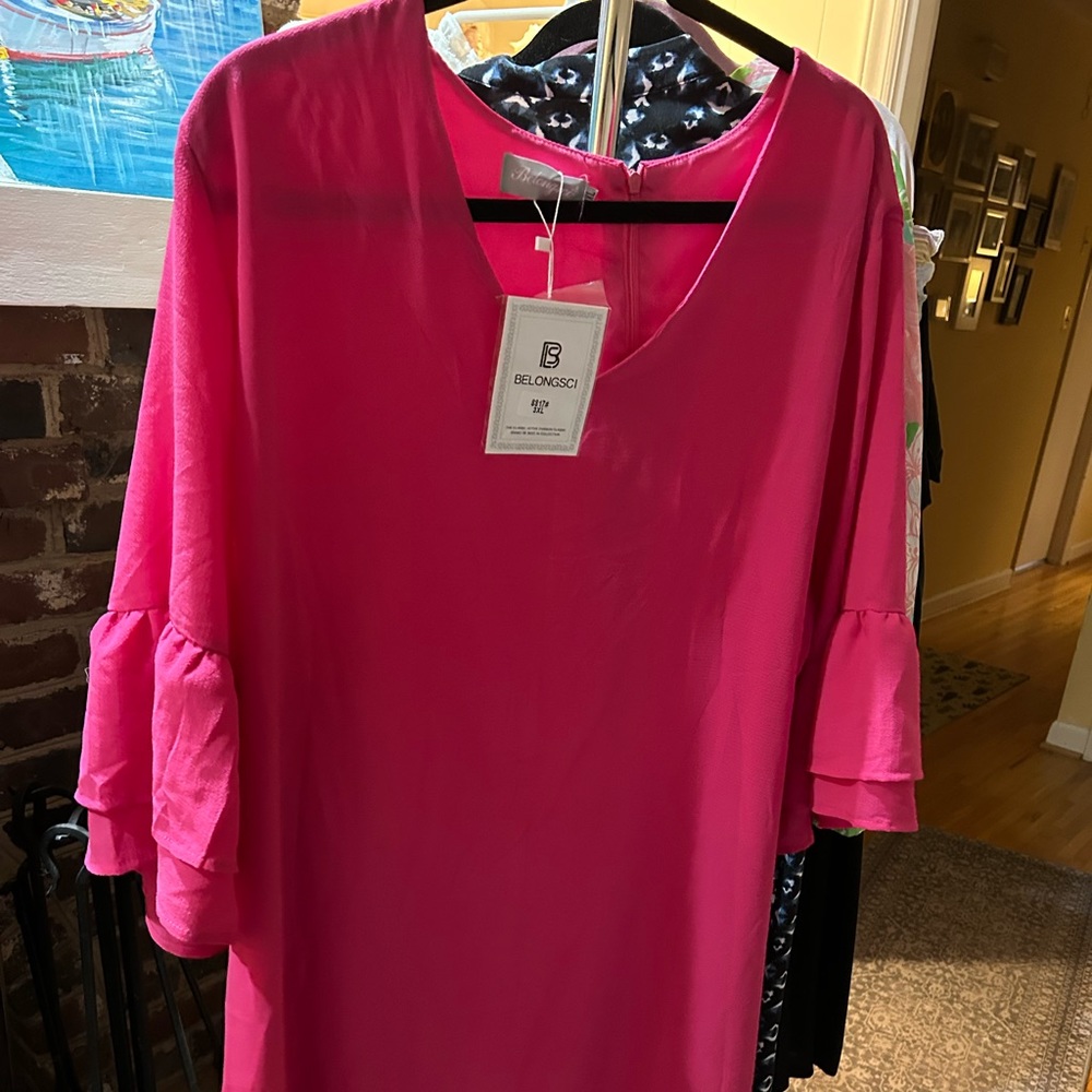 Pink ruffle sleeve dress size 3x